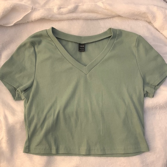 SHEIN V-neck Crop Tee Mint Green L(8/10) - Picture 1 of 3